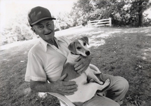 Lee Faulkner with dog, 2005